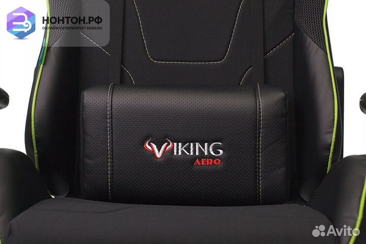 Кресло игровое Zombie Viking 4 Aero черное / салат