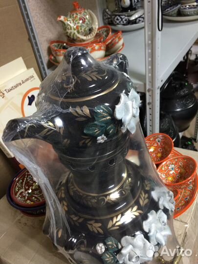 Самовар с заварником цветок (керамический)