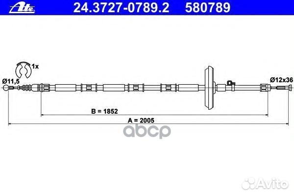 Трос руч.тормоза opel insignia 08 24.3727-078