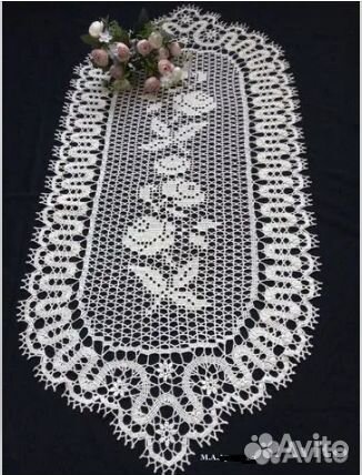 Дорожка крючком кружево брюгге (ручная работа)