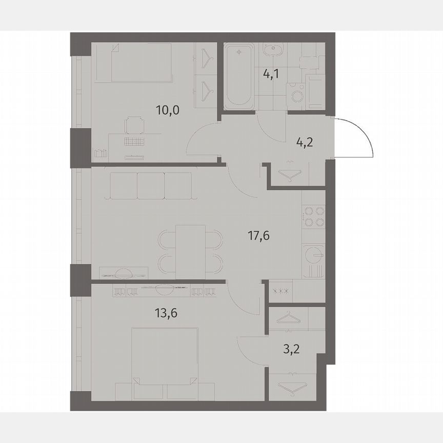 2-к. квартира, 52,7 м², 3/11 эт.
