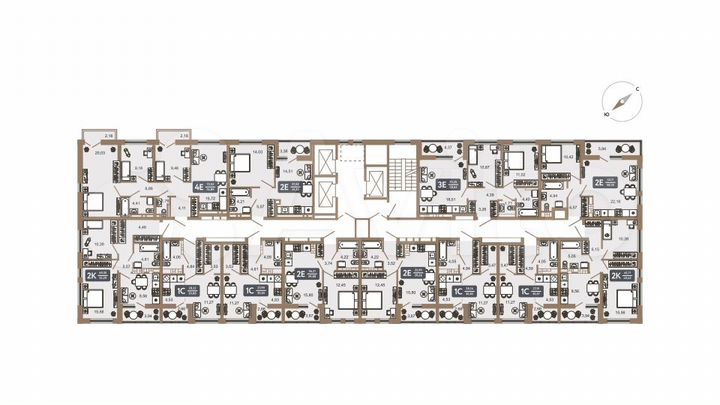 2-к. квартира, 53,3 м², 20/22 эт.