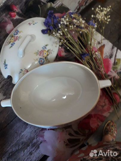 Фарфоровая супница СССР Дулёво