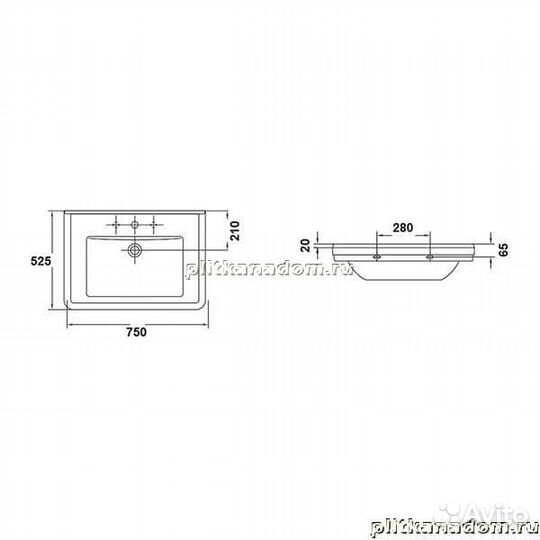 Gala Noble 12030 раковина 75х52,5