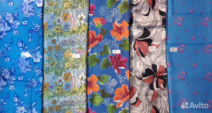 Отрезы ткани из СССР, шелк, крепдешин