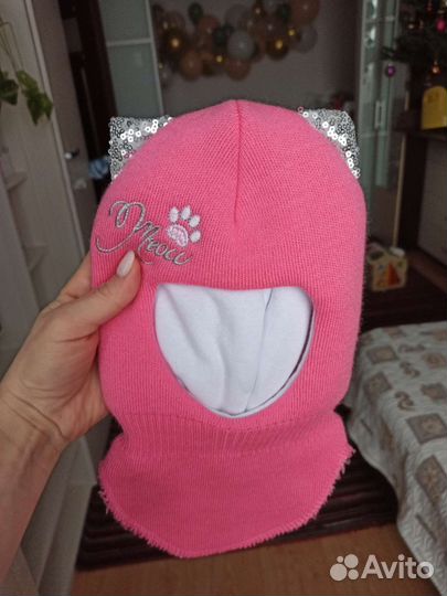 Шапка шлем для девочки зима