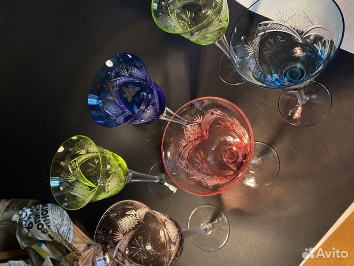 Хрустальные фужеры цветные