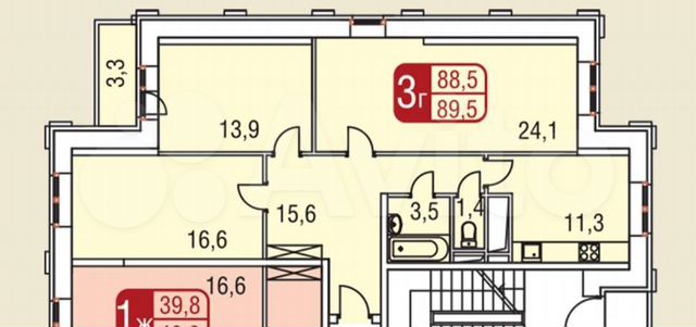3-к. квартира, 89,5 м², 12/25 эт.
