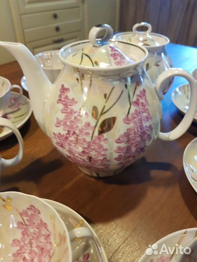 Чайный набор СССР фарфор. Серень. Ликино дулево