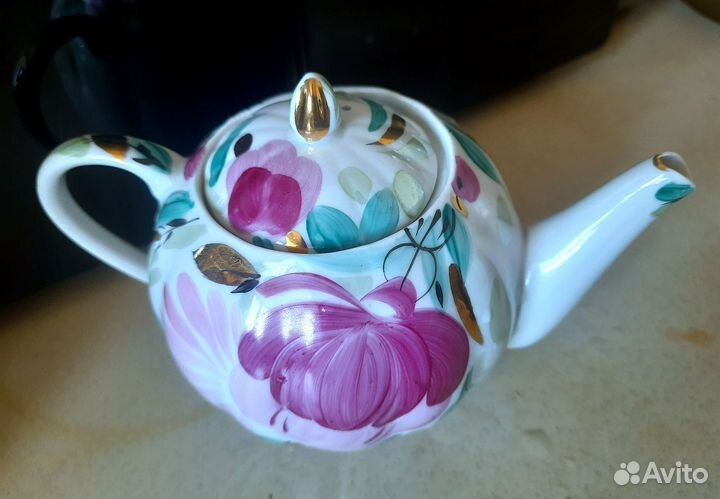 Чайный сервиз и Заварочный чайник Пион Дулево