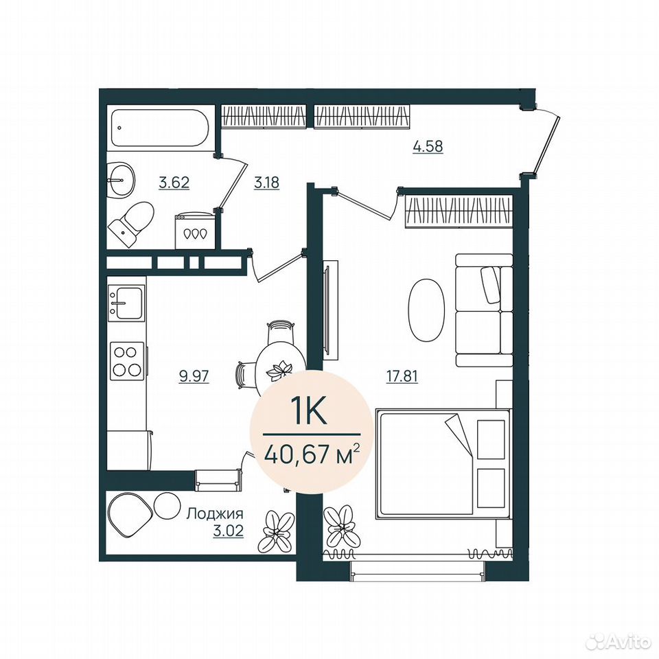 1-к. квартира, 40,7 м², 7/12 эт., Херсон