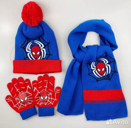 Шапка шарф варежки Человек паук