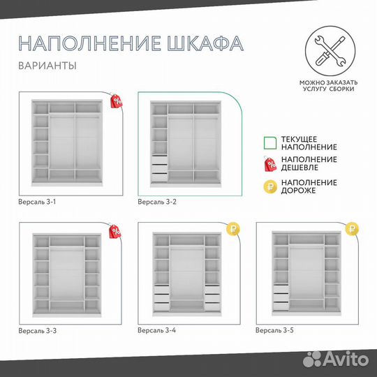 Шкаф-купе Версаль 3-202e белый прихожая на заказ