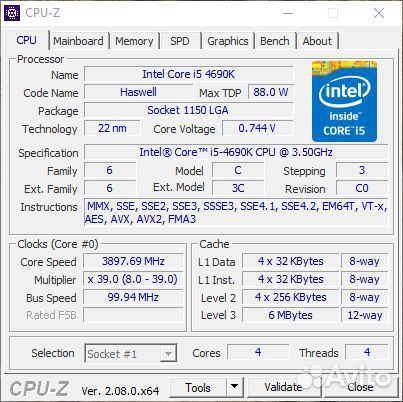 Процессор Intel Core i5 4690k Socket LGA 1150