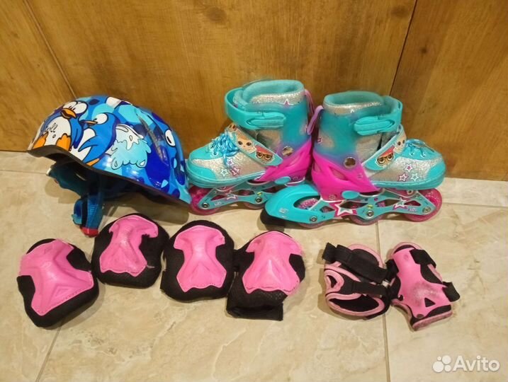 Роликовые коньки детские 26-29 + защита