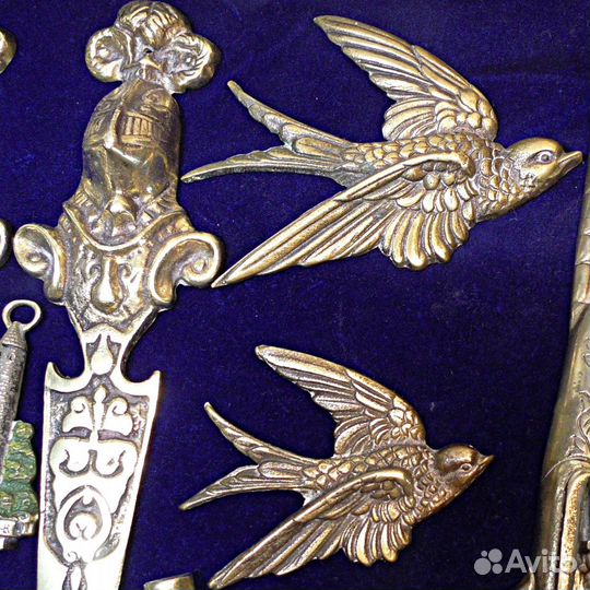 Настенный декор.Рыцари.Ласточки.Латунь.Англия
