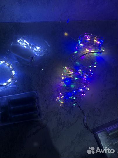 Гирлянда-нить роса 2/5/10м, на батарейках, много