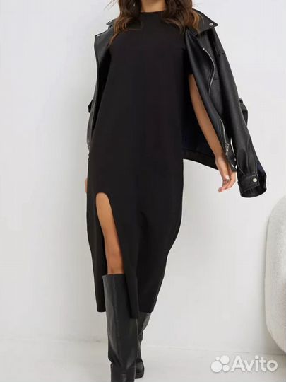 Платье футболка с разрезом