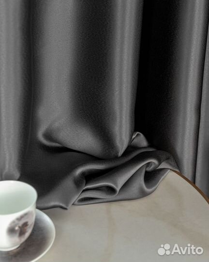Портьеры глянцевые Аврора Графит шторы