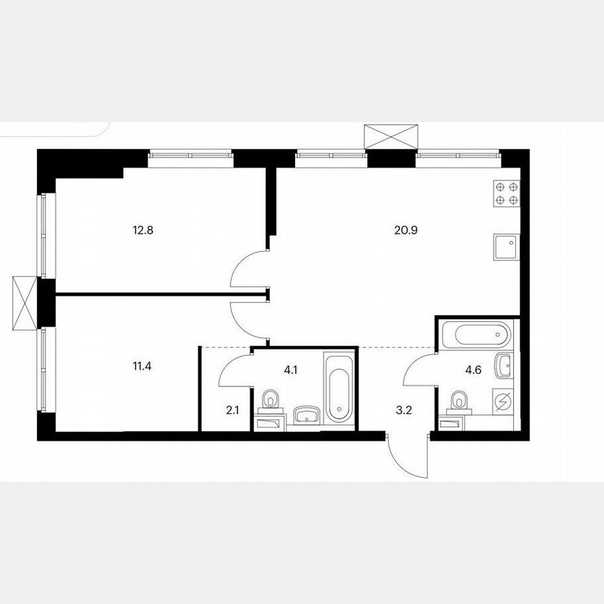 2-к. квартира, 59,1 м², 5/12 эт.
