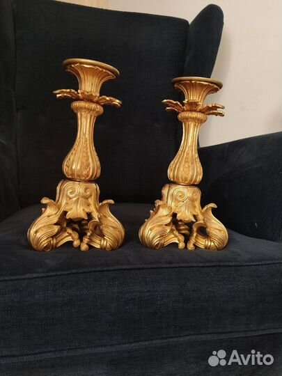 Антикварные парные подсвечники бронза Франция