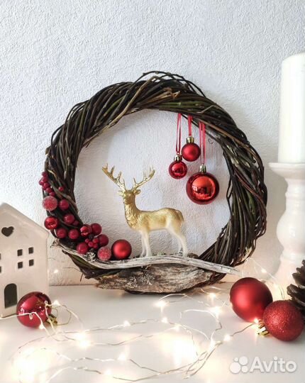 Новогодний венок, подсвечник новый год декор