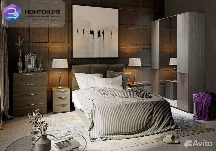 Спальный гарнитур Либерти №2 хадсон / фон серый