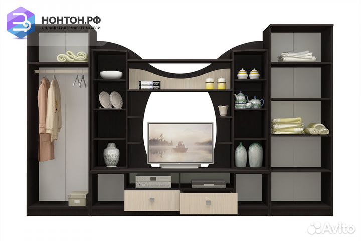 Стенка Гамма-15 дуб беленый / венге