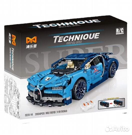 Конструктор спорткар Bugatti Chiron синий / Техник