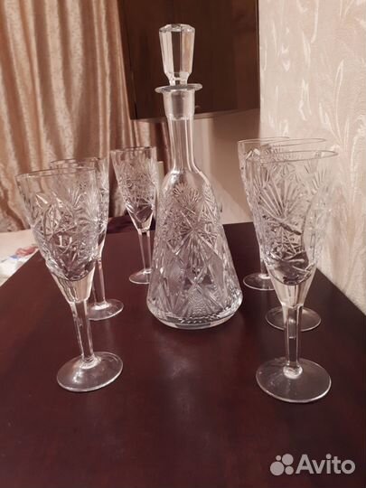 Хрустальные рюмки с графином СССР