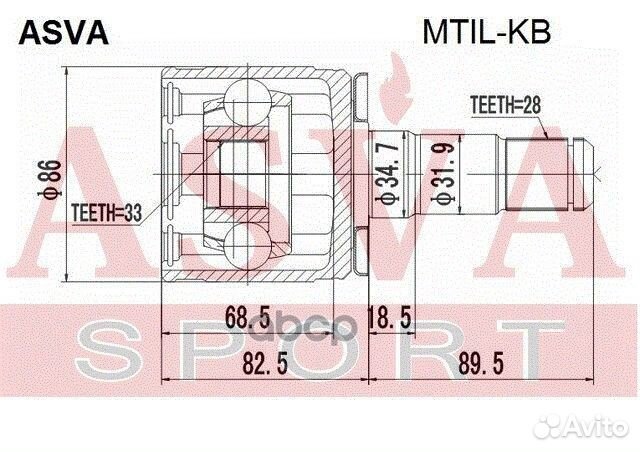 Шрус внутренний перед лев mtilkb asva