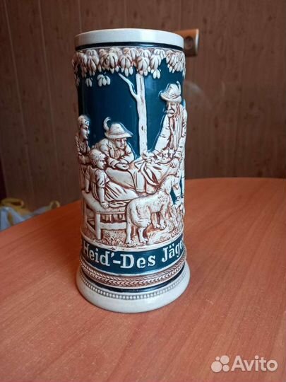 Старинная пивная кружка 1907-20г.г.Семья охотника