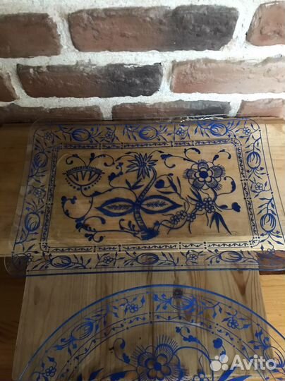 Блюдо синий лук, луковый узор