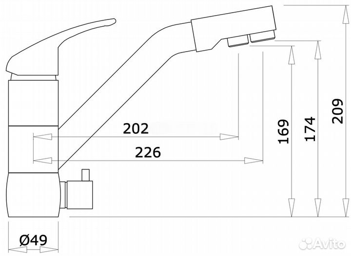 Смеситель для кухни с подключением под фильтр ganzer rein GZ16026C (чёрный)