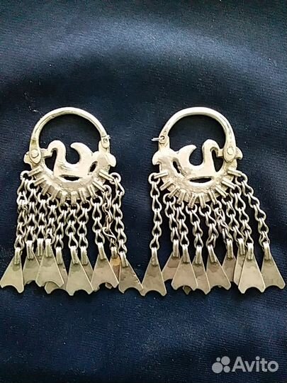 Височные серьги серебряные 19 века