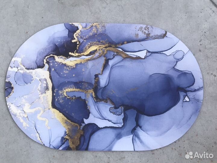 Коврик для ванной мрамор голубой противоскользящий