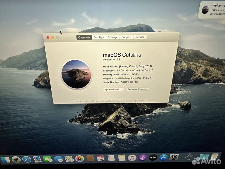 Macbook pro 15 retina 2013 i7/8gb/256ssd