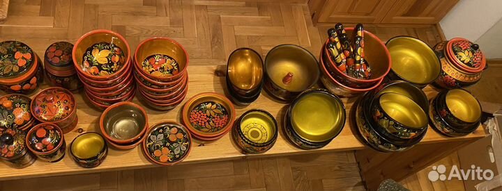 Посуда и ложки из хохлому,ручной работы
