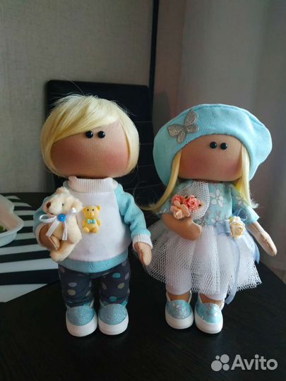 Куклы ручной работы девочка и мальчик