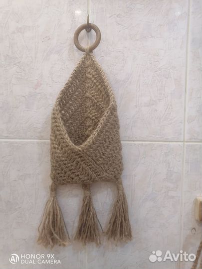 Корзина, карман из джута, подвесная