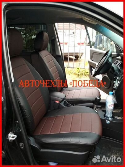 Чехлы Kia Sportage 4 из экокожи чёрно-шоколадные