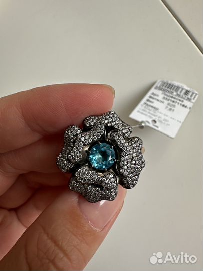 Подвеска новая с топазом и фианитами