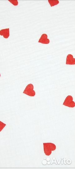 Муслин шир.140 см двухслойный красные сердца