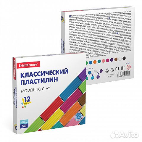 Классический пластилин 12 цветов Erich Krause