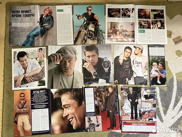 Брэд Питт статьи из журналов и плакат