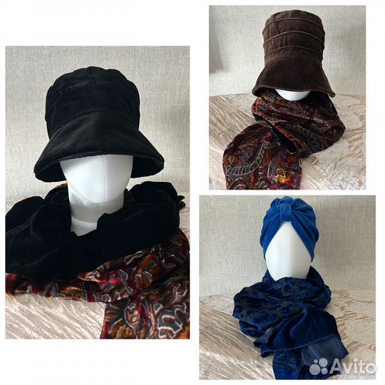 Шляпка- панама. Шарфы. Чалма. Бархат. Германия