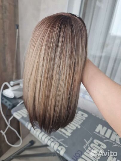 Парик каре с челкой блонд амбре