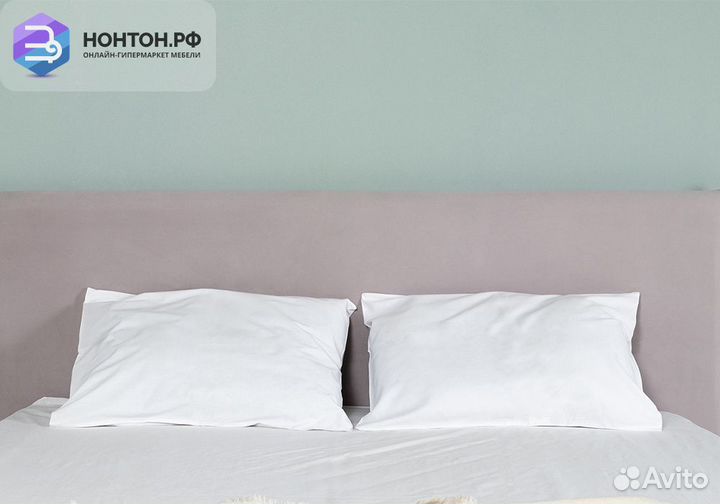 Кровать Микаса светло-серая / терракотовая