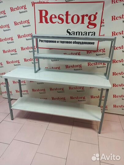 Стол из нержавейки с настольной полкой 1200х600