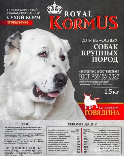 Корм для собак от производителя